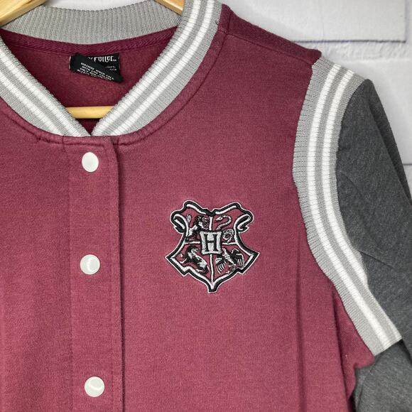 Harry Potter Hogwarts Juniors Maroon Varsity Sweater Jacket Size Large - Picture 5 of 12